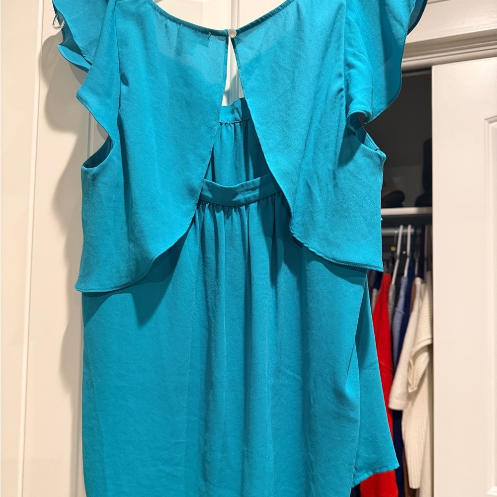 Meadow Rue Teal Ruffle Blouse - Picture 3 of 3